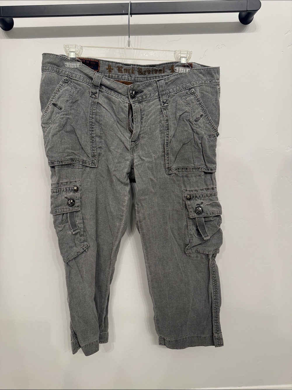 Rock Revival Women's Gray Cargo Capris